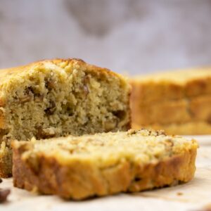 Homemade banana walnut loaf or pound cake